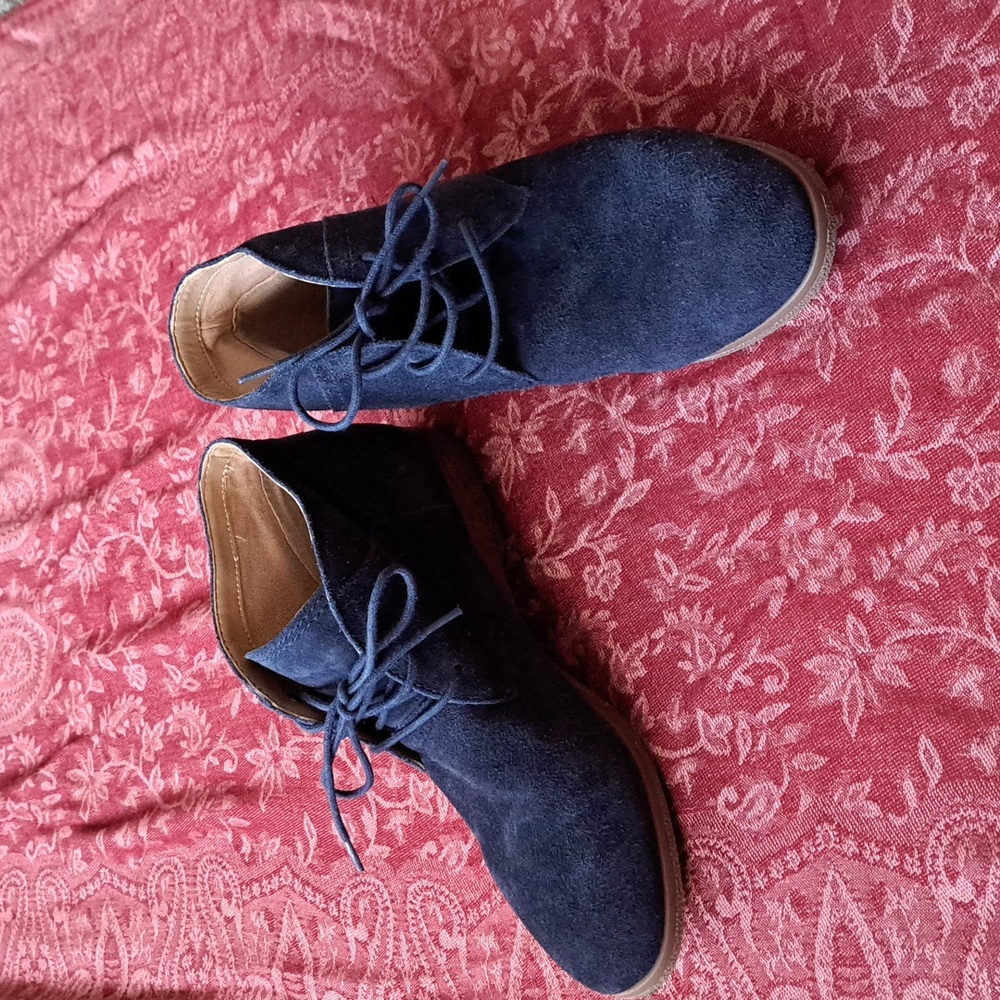 Franco Sarto Blue Leather Lace-up Boots